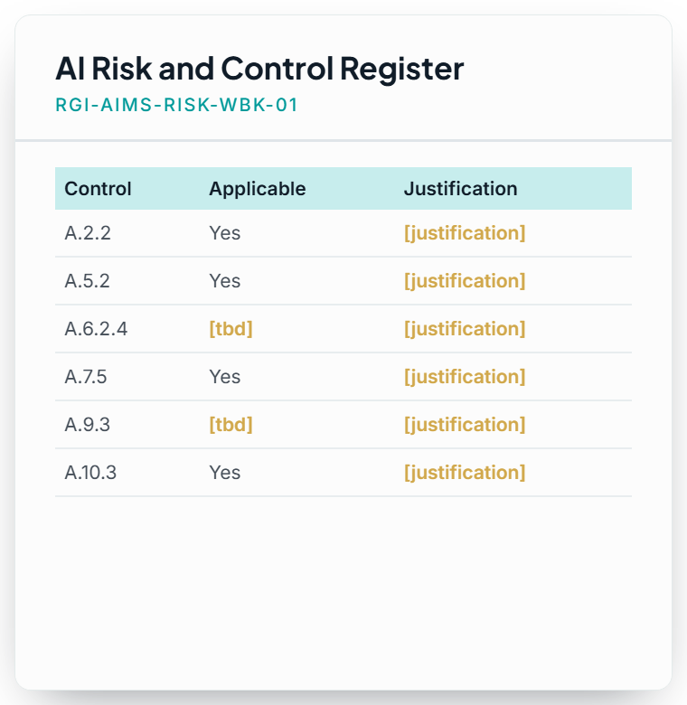 AI Risk & Control Register